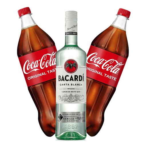 Bacardi Carta Blanca Rum 70cl with Coca-Cola Mixer